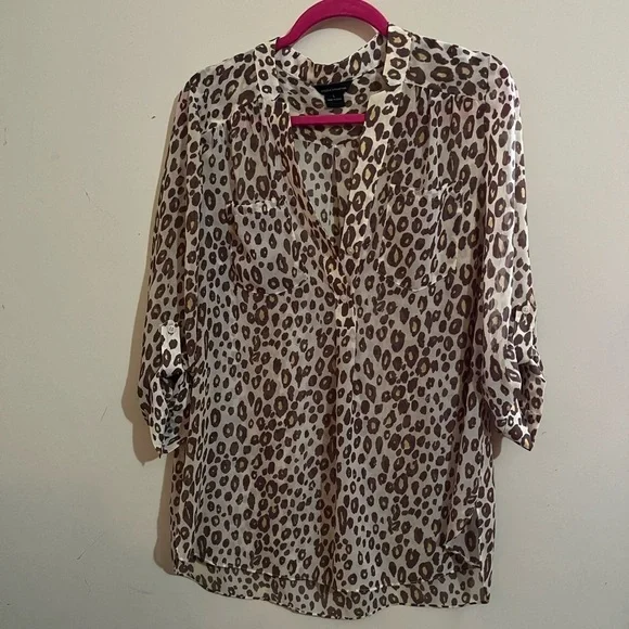 Moda cheetah print size large 100 percent polyester colors brown yellow cream. - Picture 1 of 12